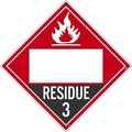 Nmc Residue 3 Flammable Liquids Blank Dot Placard Sign, Pk100, Material: Adhesive Backed Vinyl DL81BP100